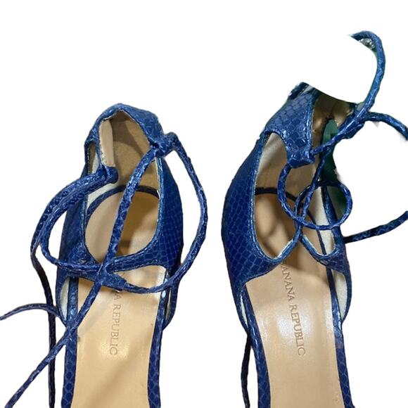 Banana Republic Leather Tassel Lace Up Ankle Pointed Stiletto Heel Blue Women 6 - Picture 9 of 10